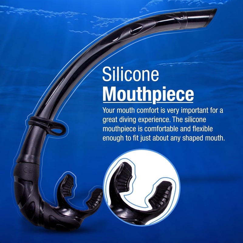 Kraken Aquatics كراكين اكواتيكس انبوب تنفس مرن قابل للطي مع شنطة تخزين مدمجة للغوص وصيد السمك بالرمح والغطس (اسود) - Image 4