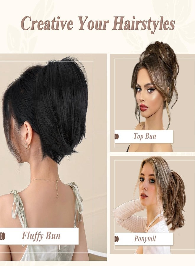SEGO Claw Clip Short Ponytail Extension Messy Bun Hair Piece With 4 Bendable Metals DIY Synthetic Fake Hair Bun For Women 8 Inch-#24T613 Neutral Blonde to Bleach Blonde - Image 5