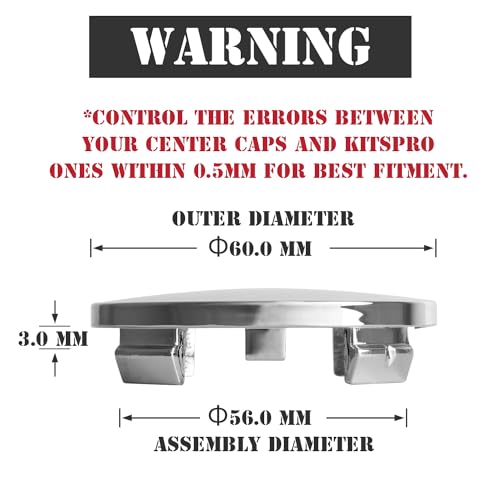KitsPro 2.4Inch 60MM Wheel Center Caps, Pack of 4 (Matte Black, Outer 60MM, Inner 56MM) - Image 2
