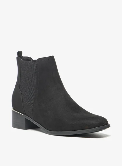 Celeste Women's Solid Slip-On Ankle Boots with Gusset and Block Heels