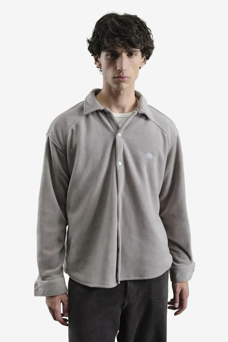 Giesto Slate Grey GIESTO Men's Solid Knit Overshirt for Men | Best Price UAE