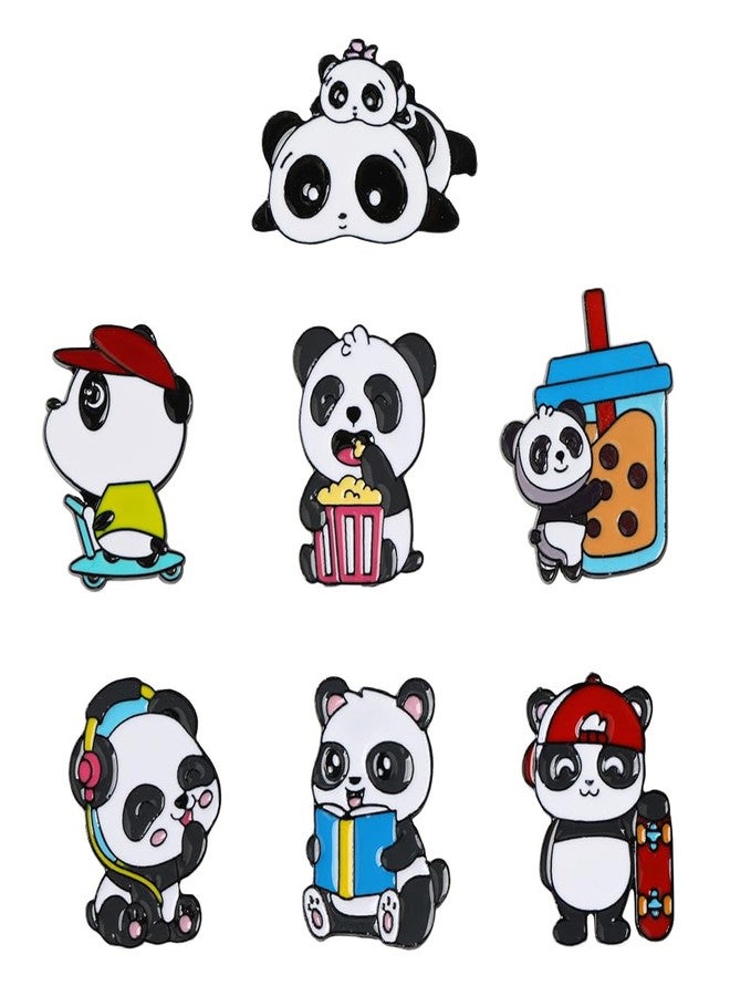 Ximimark 7 pcs Adorable Panda Enamel Pin for Men's Backpacks, Bags, and Jeans - Stylish Lapel Pin Brooch for Clothes - Image 1