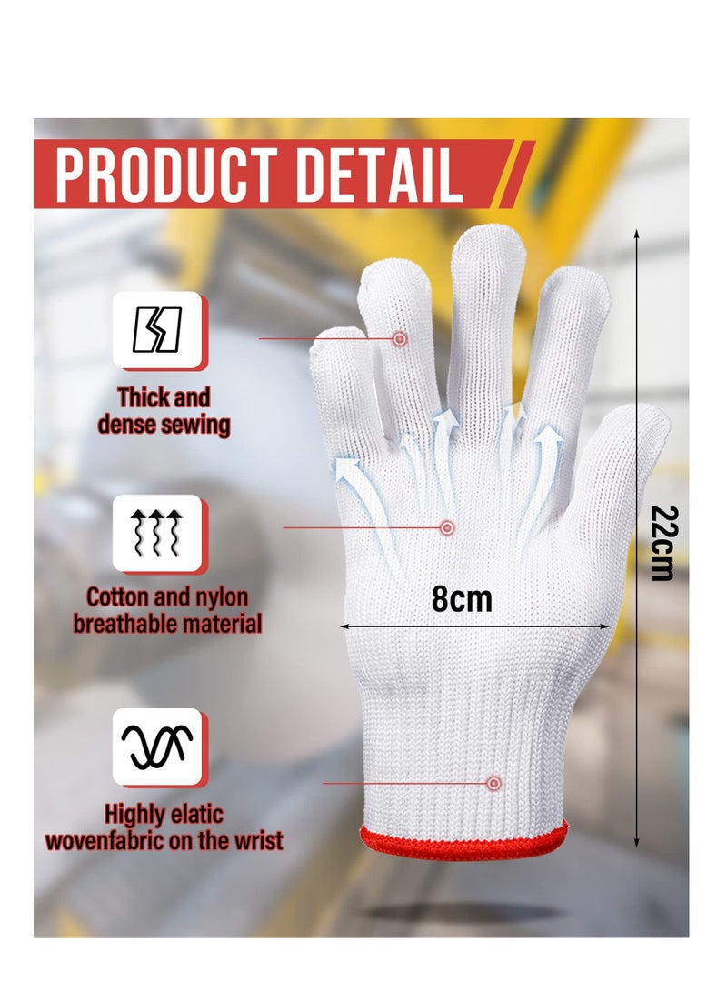 6 Pairs Hand Working Gloves Safety Grip Protection Work Gloves Men Women BBQ Thicker Industry Knitted Cut Repair Gloves Durable String Knit Light Weight for Work Safety Thick Cotton - Image 2