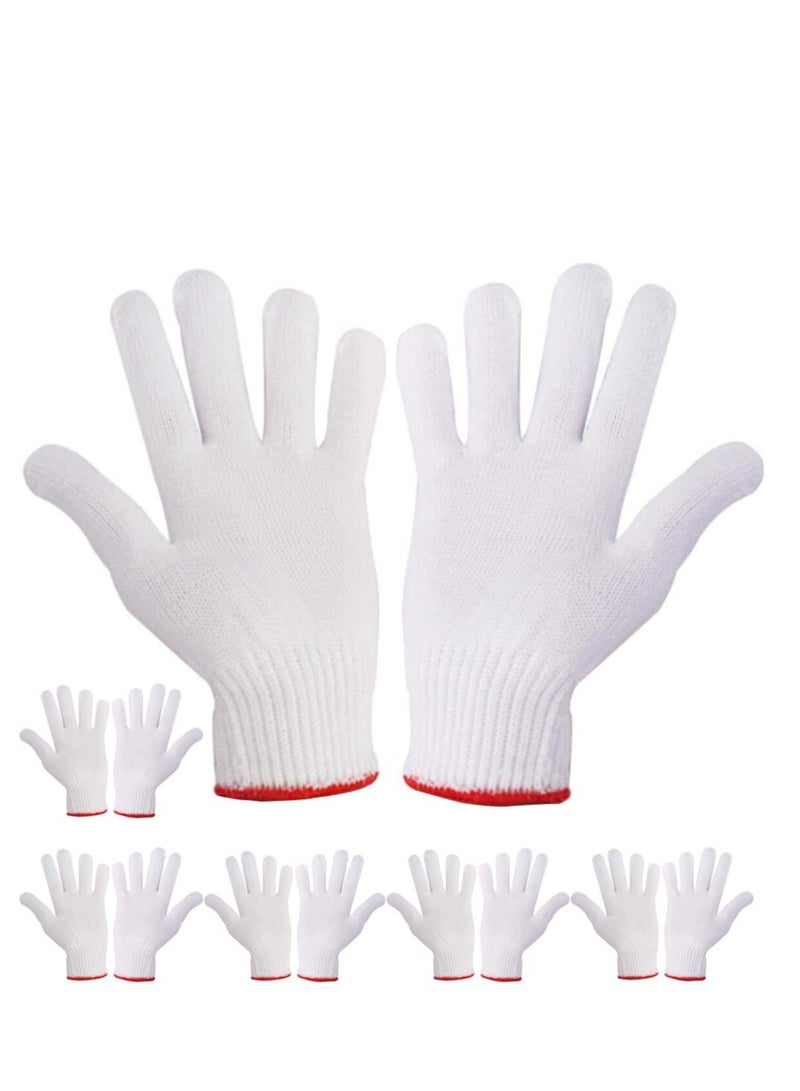 6 Pairs Hand Working Gloves Safety Grip Protection Work Gloves Men Women BBQ Thicker Industry Knitted Cut Repair Gloves Durable String Knit Light Weight for Work Safety Thick Cotton - Image 1