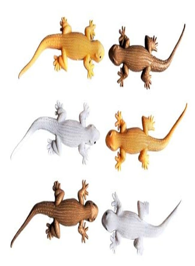 VEDY Realistic Lizard Toy Figures Set, Yellow, Brown and White, Reptile Theme, 6 Pieces, for Kids - Image 2