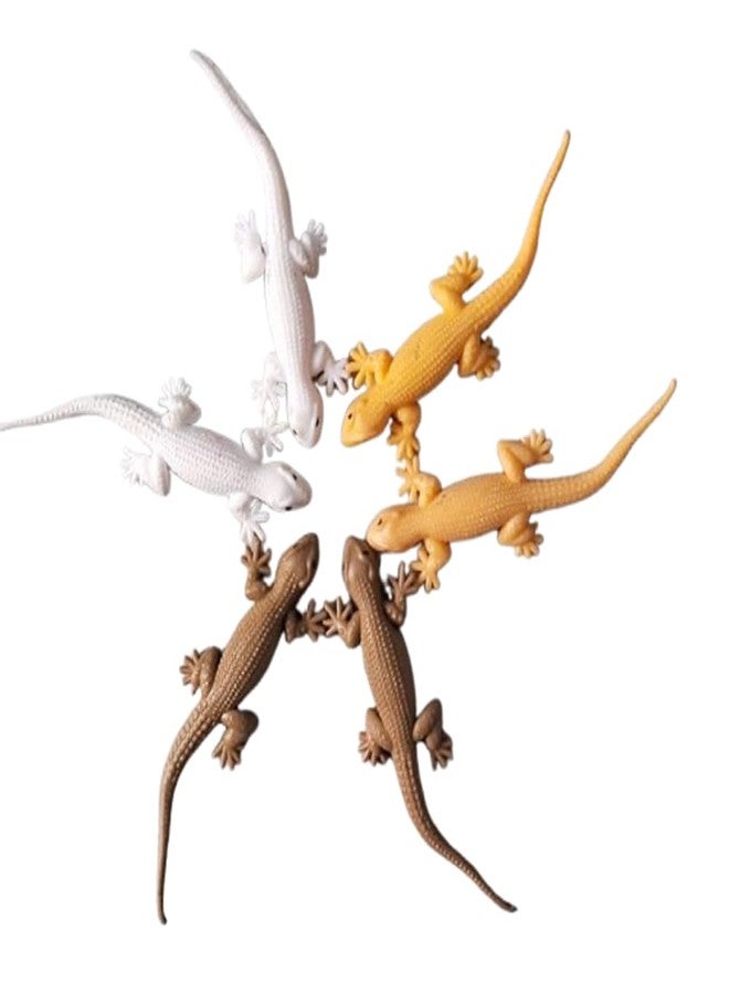 VEDY Realistic Lizard Toy Figures Set, Yellow, Brown and White, Reptile Theme, 6 Pieces, for Kids - Image 1