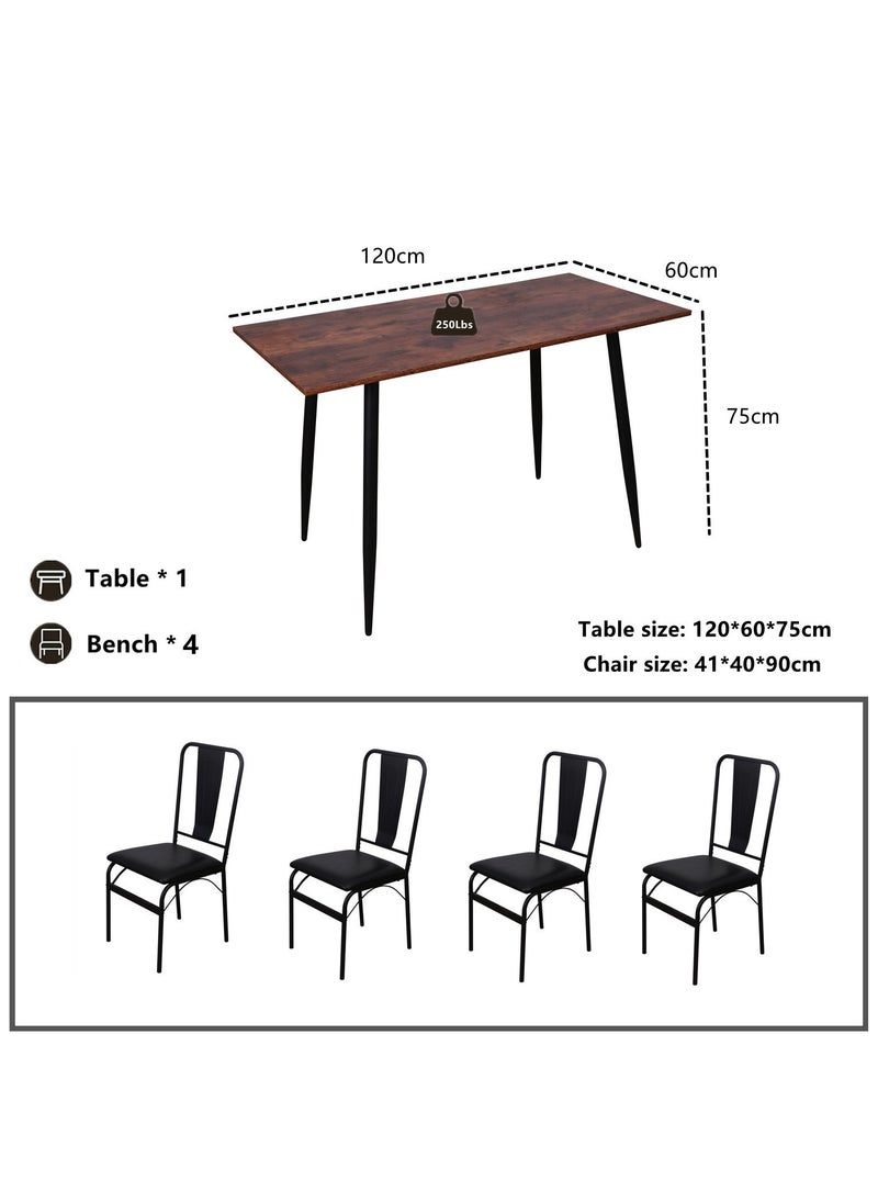 Dining Table Set,Dining Table with 4 chairs,5-Piece Dining Table Set,Suitable for home, restaurant, apartment