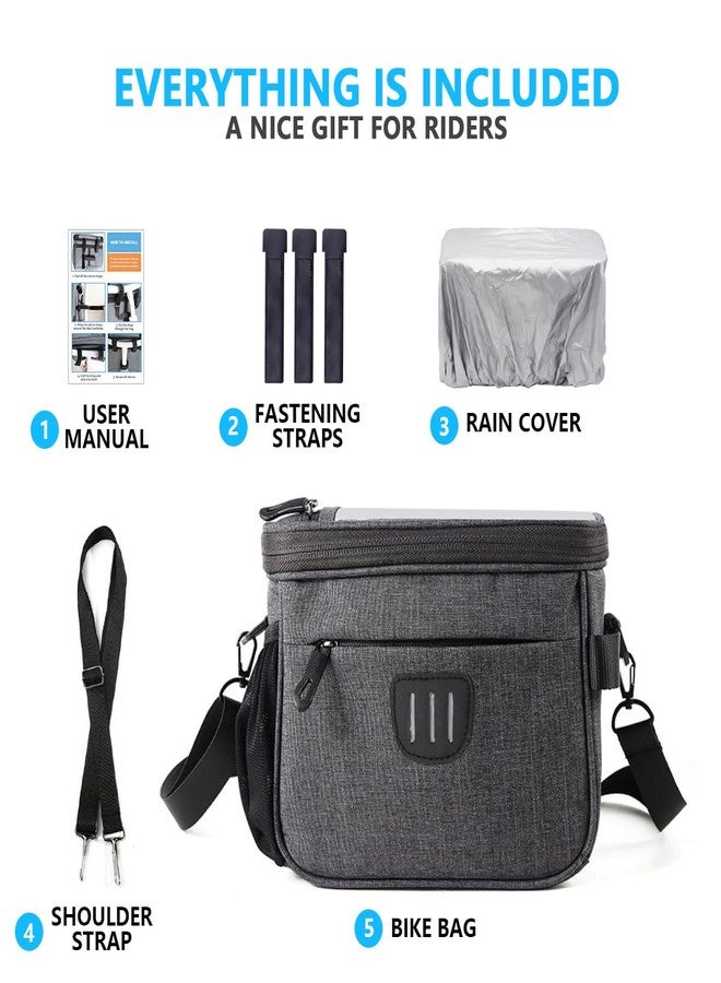 MATTISAM Bike Handlebar Bag with Shoulder Strap, Bike Basket Front with Phone Holder for Phone Under 6.8", Bicycle Basket Front Storage Pouch Road Mountain Bike Cycling Accessories for Kids Men Women - Image 2