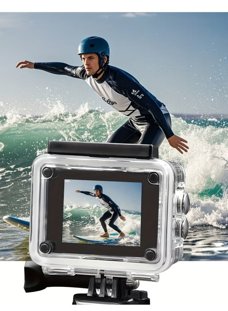 1080P Waterproof Sports Action Camera | Full HD Action Cam with Wide Angle Lens, Underwater Camera for Diving, Cycling, Bike & Outdoor Sports - Image 3