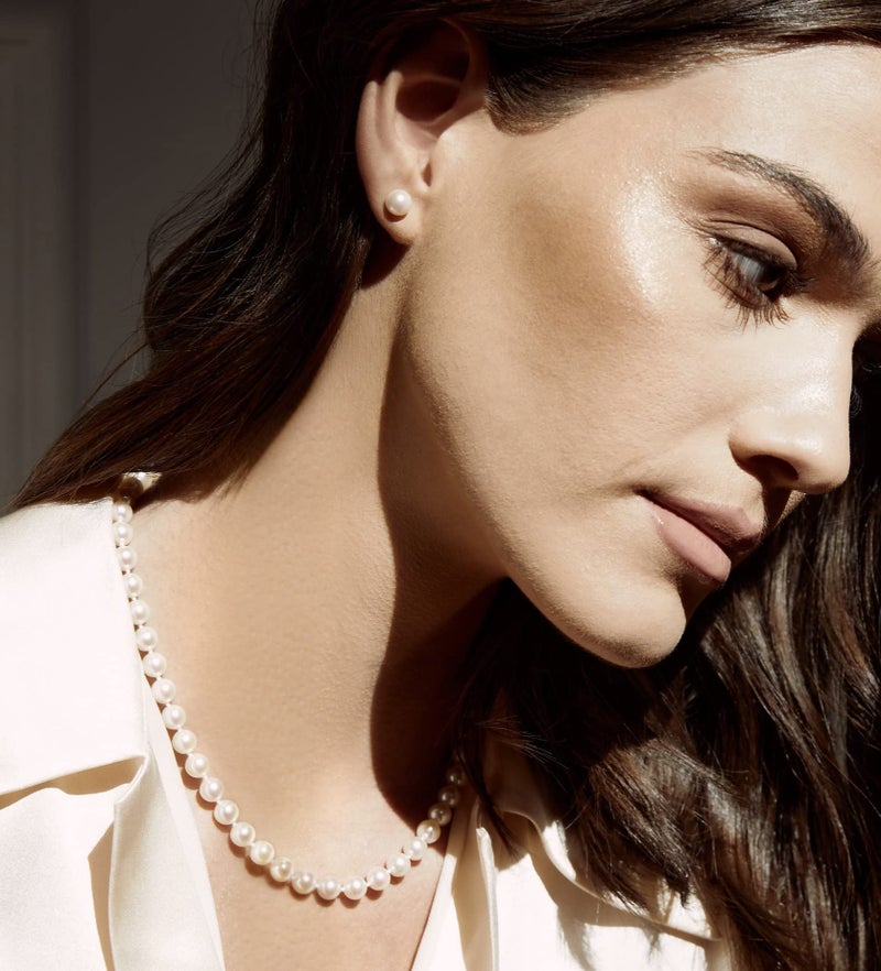 THE PEARL SOURCE 6.5-7.0mm White Japanese Akoya Real Pearl Earrings for Women - 14k Gold Stud Pearl Earrings | Hypoallergenic Earrings with Genuine Cultured Pearls - Image 2