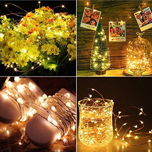 XERGY 20 LED 2 Meter Long Battery Powered Decoration Starry String Lights Operated by 2xCR2032 with Large Beads Copper Wire for DIY Diwali Lights for Decoration for Home (Warm White) - Pack of 2 - Image 3