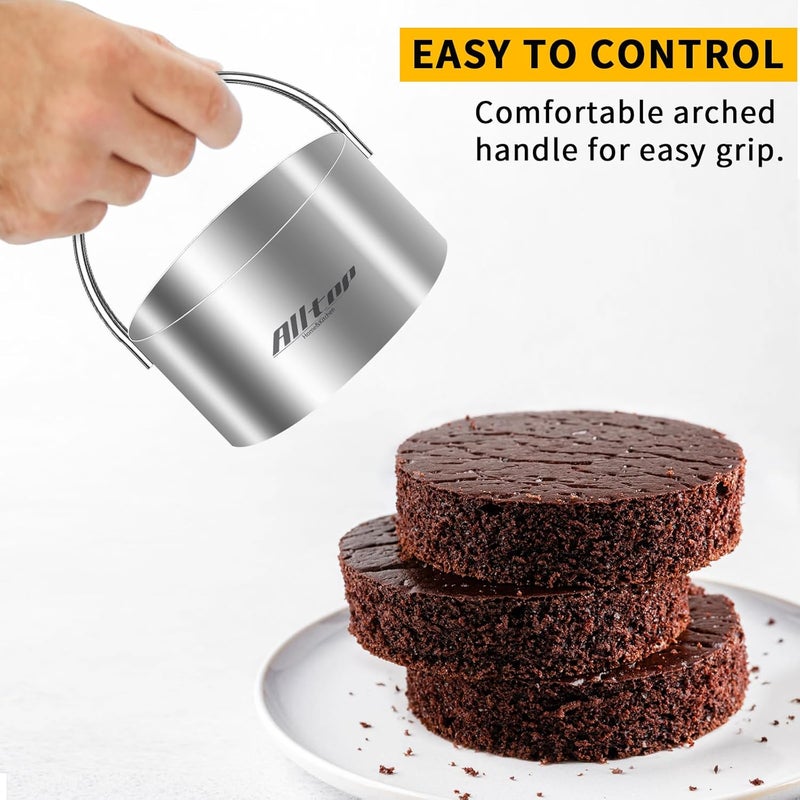 ALL-TOP Round Biscuit Cutters with Handle, Stainless Steel Baking Essential Tool for Effortless Circle Cookie Shaping,Pastry,Cake Decoration Creation–Precise Cut for Dumpling,Scone, Donut-5 Pcs - Image 2