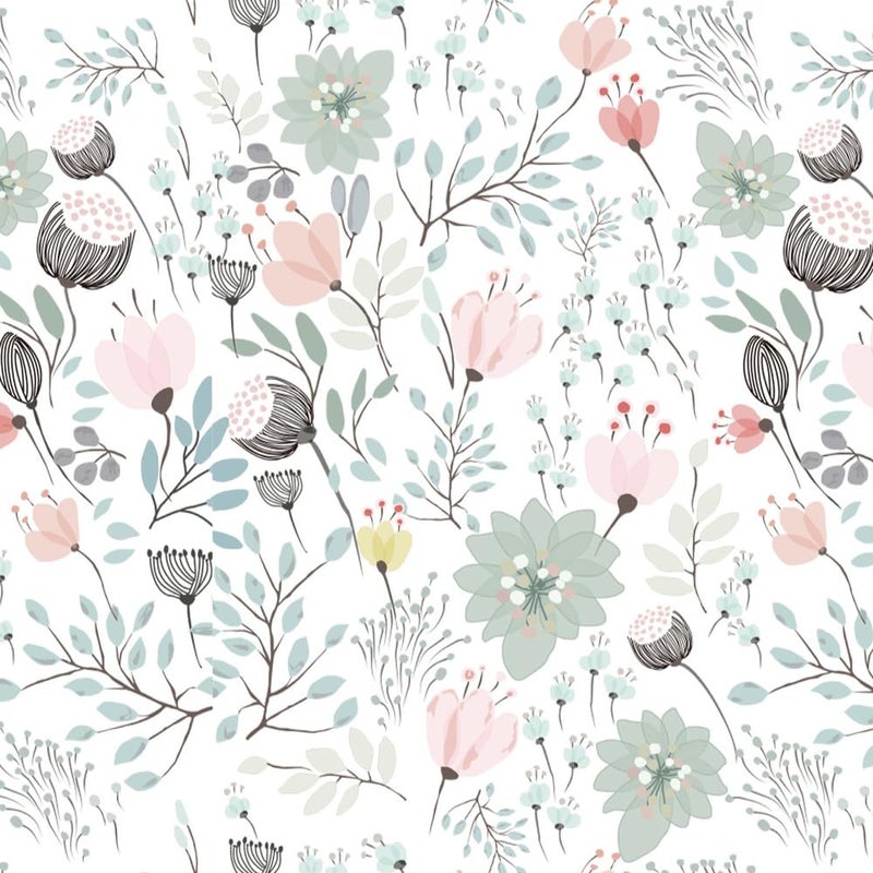 GERRIT 17.7"*118" Pastoral Floral Wallpaper Peel and Stick Pink Green Vinyl Wall Paper for Bedroom Nursery Removable Wallpaper Floral Contact Paper for Cabinets Drawers Self Adhesive Flower Wall Mural - Image 1
