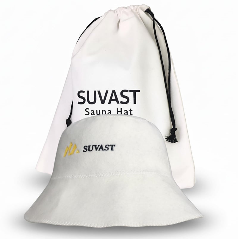suvast 100% Wool Felt Sauna Hat, Nordic Wellness Heat-Protection Cap with Cotton Gift Bag, Premium Sauna & Spa Gift for Sauna Lovers(US, Alpha, One Size, White) - Image 1