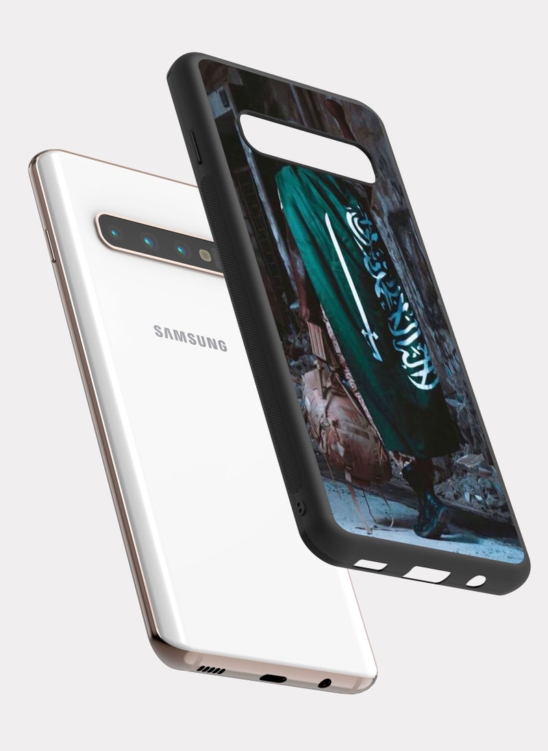 PXLAAT Samsung Galaxy S10 Plus case cover Saudi Soldier with Flag - Image 2
