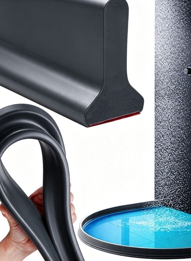 Threshold Water Dam,Shower Water Barrier Strip,39in Collapsible Water Retaining Strip,Silicone Self-Adhesive Shower Water Barrier Stopper Water Retaining Strip,Kitchen Stopper, Home Retention System, Shower Water Dam, Waterproof Flow Block Seal Strip - Image 1