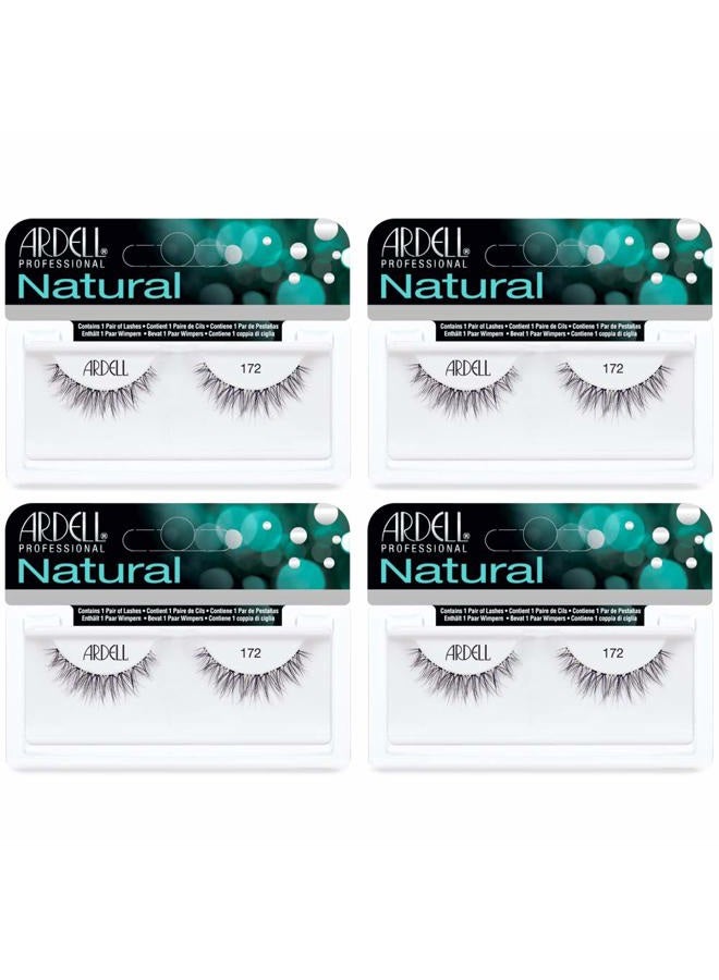 ARDELL Lashes Natural 172 - Reusable, Natural Looking False Eyelashes, Long-Lasting Strip Lash for Everyday Wear, 4 Pack - Image 1