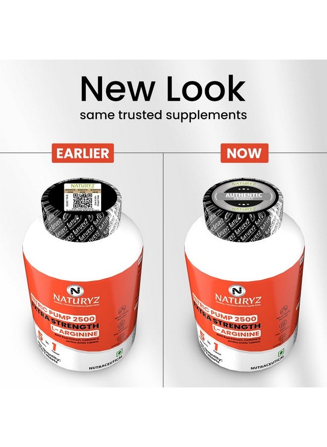 NATURYZ Nitric Pump 2500 Mg Extra Strength L-Arginine | L Citrulline | Caffeine | Boosts Stamina | Energy | Increases Blood Flow | Improves Performance | Ideal Pre-workout Supplement - 90 Tablets - Image 3