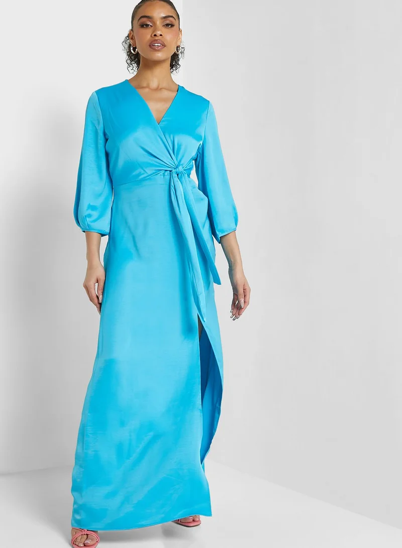 ONLY Aqua Satin Maxi Dress