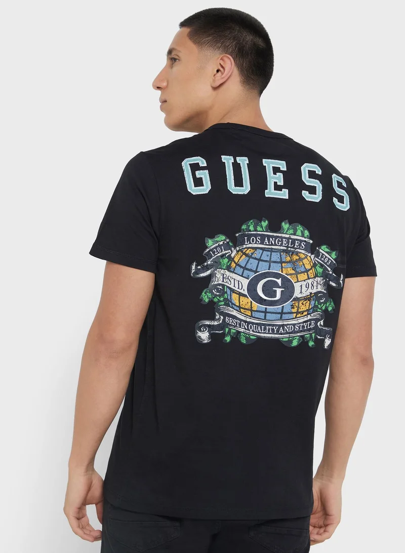 GUESS Logo Printed Crew Neck T-Shirt