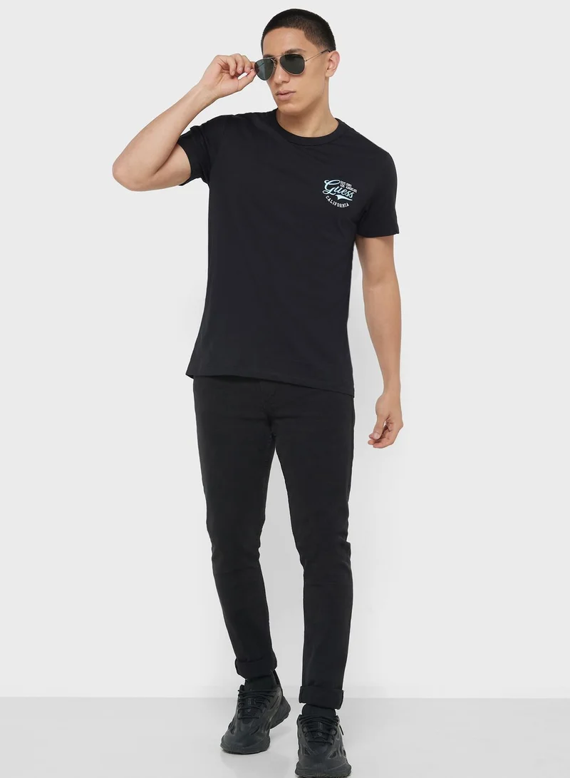 GUESS Logo Printed Crew Neck T-Shirt