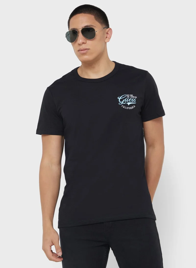 GUESS Logo Printed Crew Neck T-Shirt