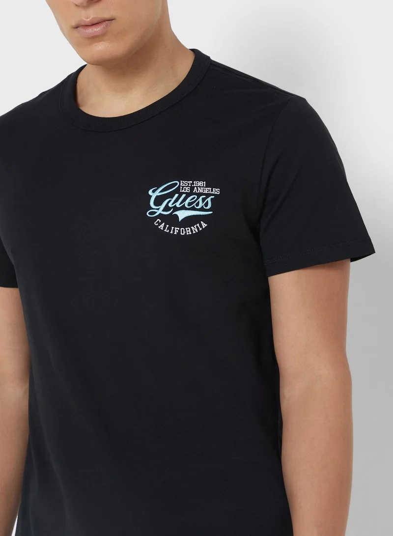 GUESS Logo Printed Crew Neck T-Shirt