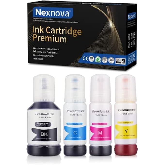 INK SET 101 FOR EPSON FOR ECOTANK 4-PACK BLACK CYAN MAGENTA YELLOW FOR L4150 L4160 L4260 L6160 L6170 L6176 L6190 L14150 L6290 PRINTER - Image 1