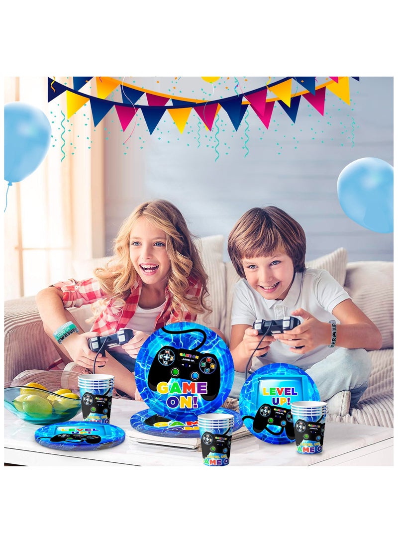 Video Game Birthday Disposable Party Tableware for 16 Guests, Gamer Birthday Decorations Set Games Party Supplies - Image 5