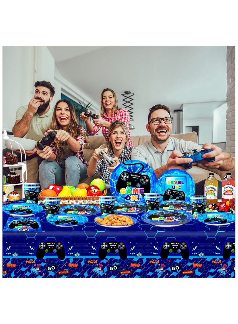 Video Game Birthday Disposable Party Tableware for 16 Guests, Gamer Birthday Decorations Set Games Party Supplies - Image 4