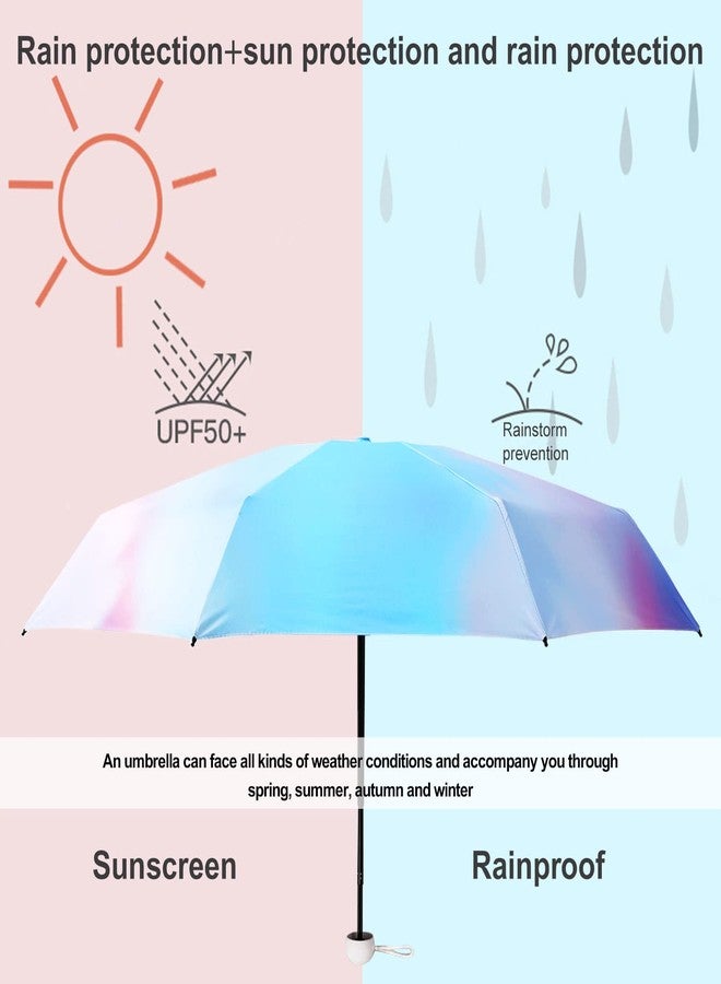 YumSur Mini Travel Sun & Rain Umbrella, Small UV Compact Folding Umbrella with Case 8 Ribs Anti-UV Lightweight Umbrella - Image 2