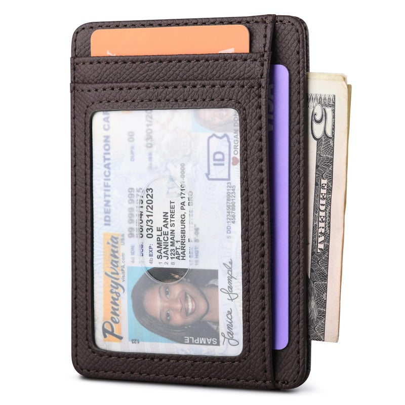Buffway Slim Minimalist Front Pocket RFID Blocking Leather Wallets for Men and Women - Galaxy Coffee - Image 2