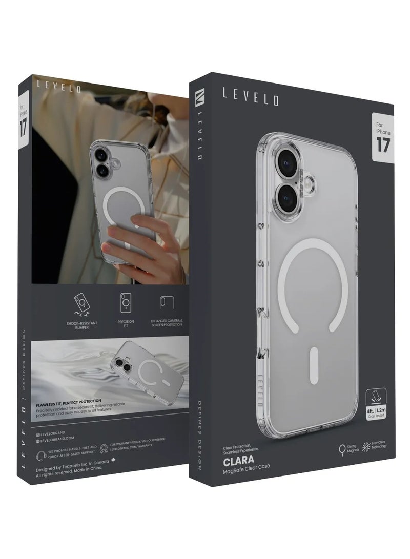 LEVELO iPhone 17 MagSafe Clear Case Clara TPU+PC With Enhanced Camera & Screen Protection / Precision Fit / Shock-Resistant-Bumper / Ever-Clear Technology Back Cover - Transparent - Image 4