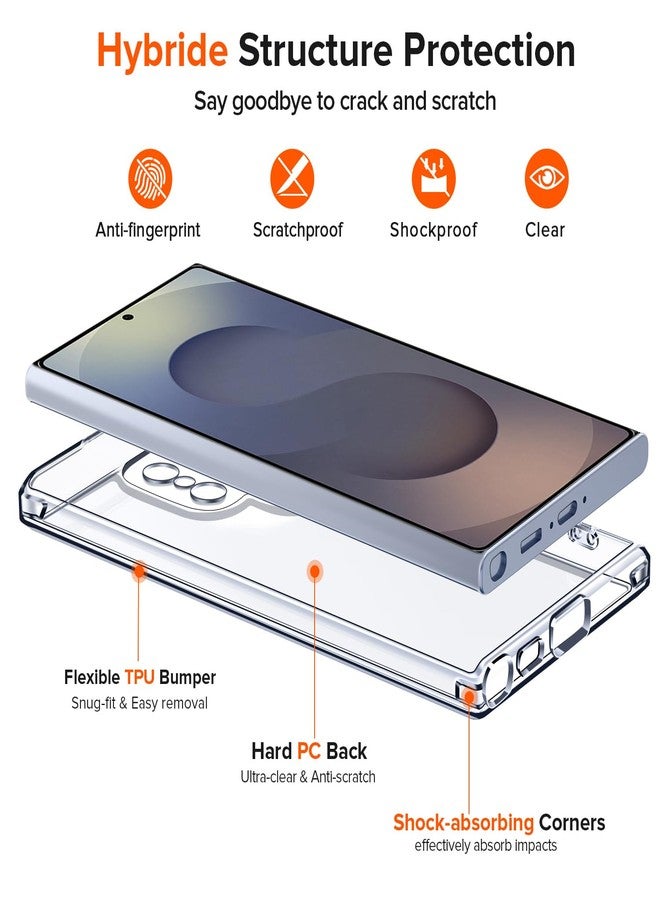 إيفولير غطاء iVoler الشفاف المقاوم للاصفرار لهاتف سامسونج جالاكسي S25 ألترا 5G مع قطعتين من فيلم الزجاج المقوى، [مقاوم للصدمات بمعايير عسكرية] غطاء نحيف شفاف - Image 4