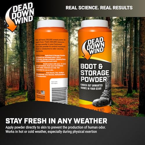 Dead Down Wind Boot and Storage Powder | 4 Oz Bottle | Hunting Accessories | Helps With Odor for Hunting Boots, Gear, Storage Bags + Clothes | Scent Management Foot Powder - Image 3