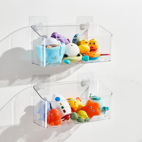 CQUNM Bath Toy Storage Holder for Bathtub Clear Bath Toy Organizer Large Capacity Bathtub Toy Storage Shower Caddy for Bathroom 2 Large