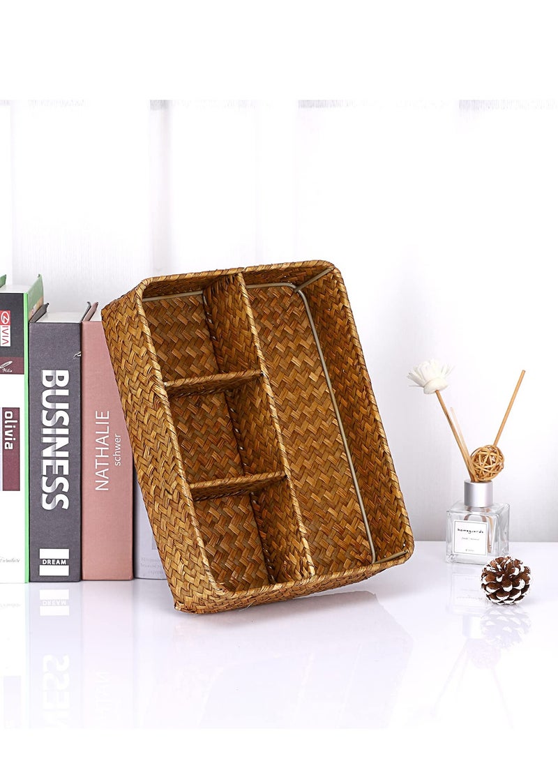 Excefore Tea Bag Tray, Coffee Station Organizer - Brown | Tea Bag, Sugar Packet, and Coffee Pod Storage | Kitchen Coffee Bar Divided Basket | Drawer, Shelf, Countertop Holder - Image 5