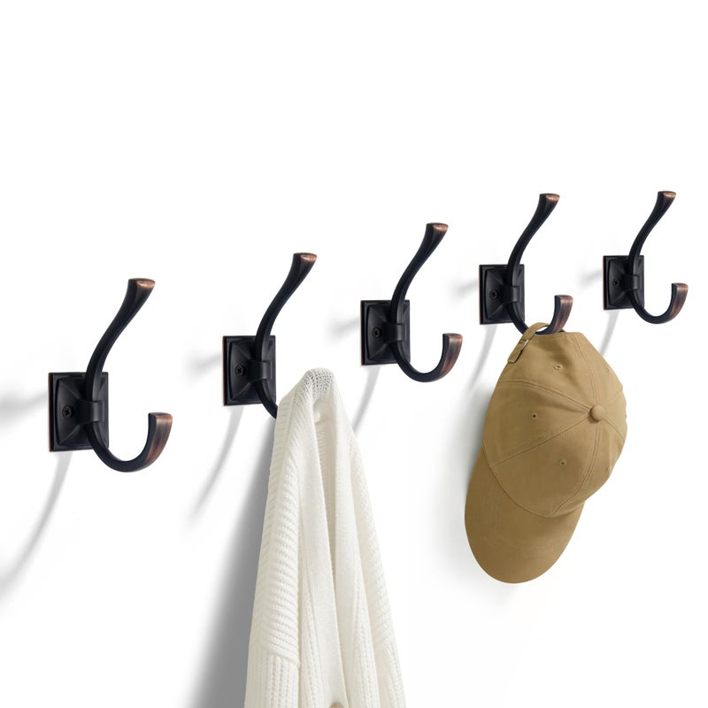 TUNNY 5 Pack Antique Design Wall Hanging Coat Hook OilRubbed Bronze Coat Hook Towel Hook Suitable for Entry Shoe Cabinet Wardrobe Bathroom Bedroom Furniture Hardware