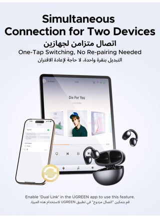 ClipBuds, Open-ear Wireless Headphones with 4 Mic Clear Call 12mm Diaphragm Earbuds Clip on Earphones Bluetooth 6.0, App&Touch Control, Lightweight, IPX5 for Fitness, 30H Playtime, iOS&Android black - view 3