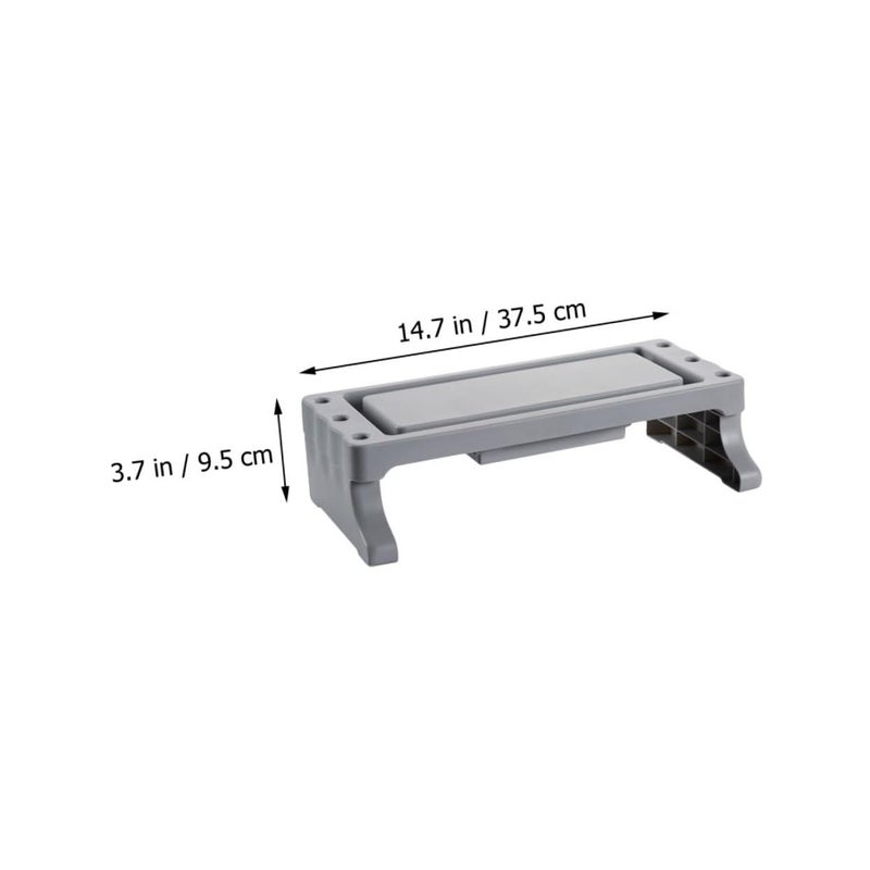 Gray Monitor Stand with Organizer Drawer Laptop Rack and Storage Shelf for Desktop Office Use - Image 3