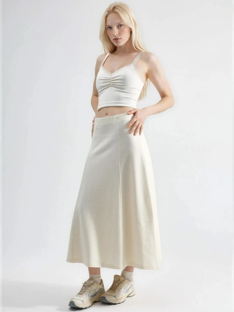 بوسيم BUSEM Soft Textured A-Line Midi Skirt