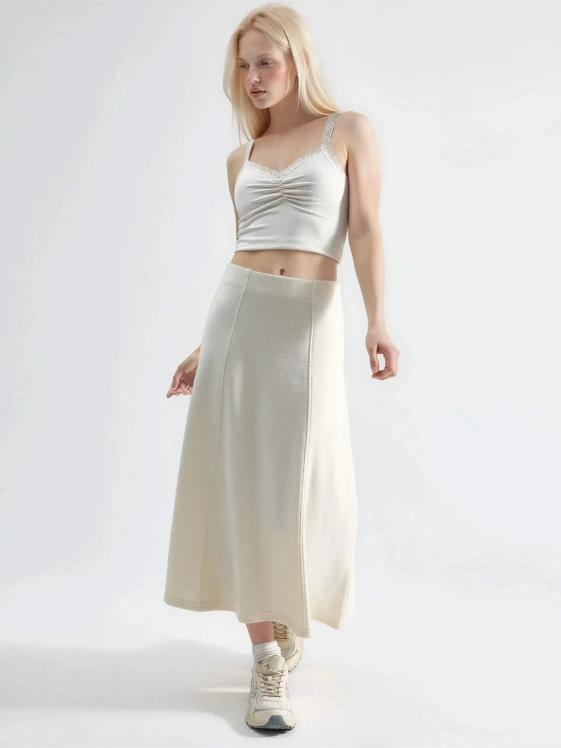 Busem BUSEM Soft Textured A-Line Midi Skirt