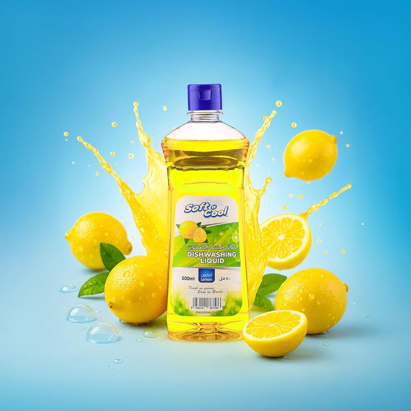 Dish Wash Liquid,| Powerful stain Removal, Lemon Fresh Scent, Long-Lasting Cleaning for Dishes, Utensils & Kitchen Use (1, 500 ML) - Image 1