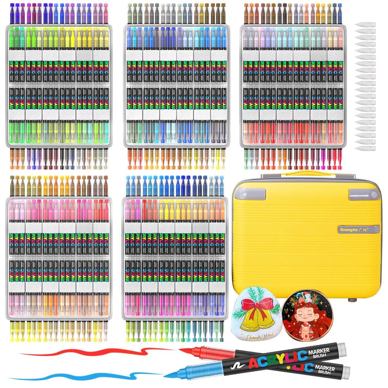 Amamao 360 Colors Acrylic Paint Markers, Soft Brush Tip Pens and Markers, Acrylic Paint Pens for Wood, Stone, Canvas, Glass, Fabric, Egg, Rock Painting and DIY Crafts Art Supplies (360 BOX) - Image 1