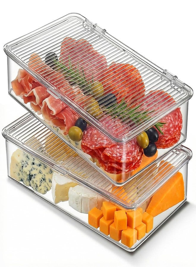 PercyEffie 2 Pack Bacon Container For Refrigerator, Clear Plastic Storage Bin with Lid,Refrigerator Fridge Storage Organizer Storage Box for Coffee, Bathroom, kitchen, Snack, Beauty - Image 1