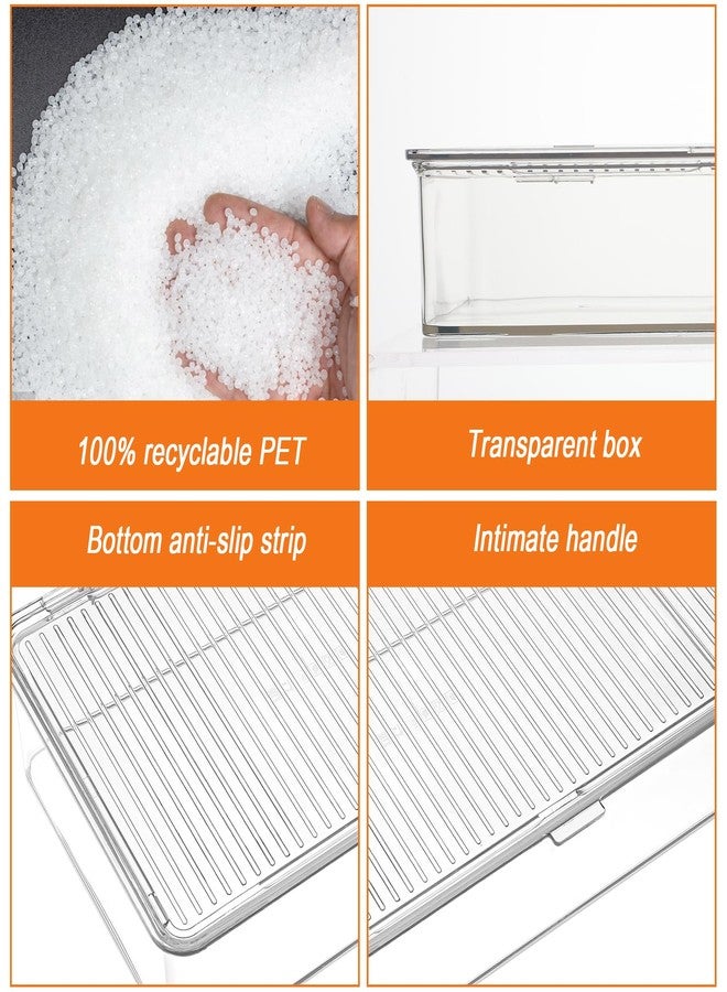 PercyEffie 2 Pack Bacon Container For Refrigerator, Clear Plastic Storage Bin with Lid,Refrigerator Fridge Storage Organizer Storage Box for Coffee, Bathroom, kitchen, Snack, Beauty - Image 3
