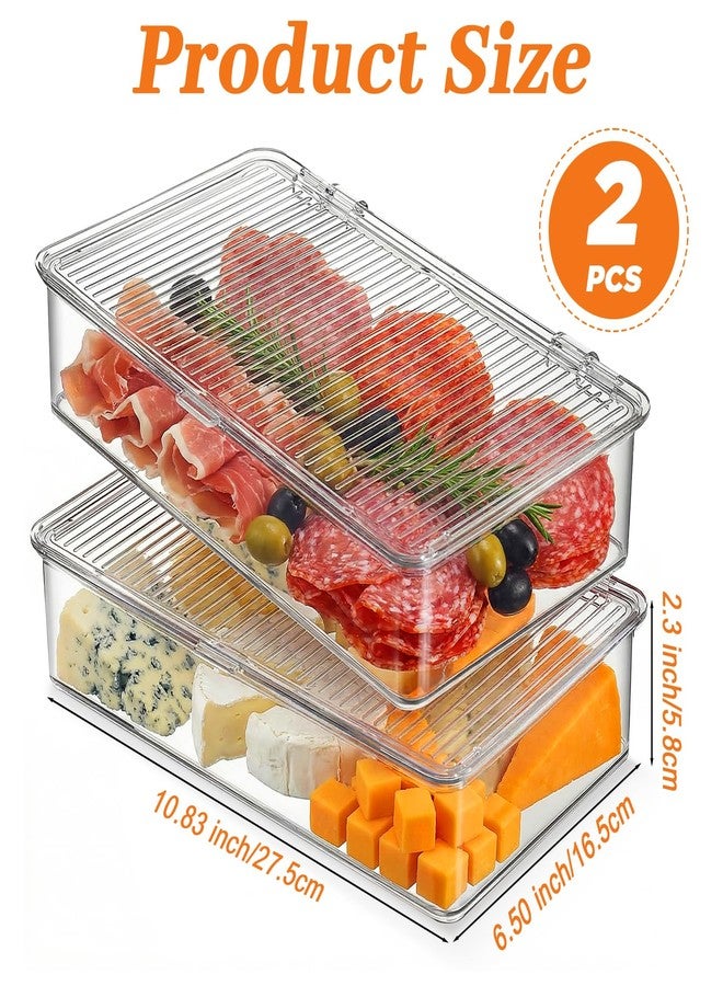 PercyEffie 2 Pack Bacon Container For Refrigerator, Clear Plastic Storage Bin with Lid,Refrigerator Fridge Storage Organizer Storage Box for Coffee, Bathroom, kitchen, Snack, Beauty - Image 2