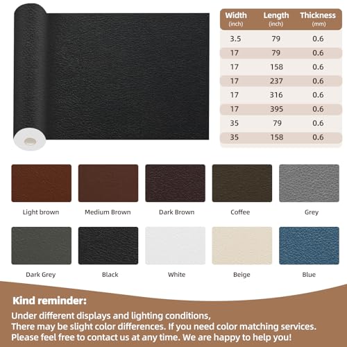Shagoom Leather Repair Patch, 17X79 Inch Repair Patch Self Adhesive Waterproof, DIY Large Vinyl Patches for Couches, Furniture, Kitchen Cabinets, Wall （Black, 17X79 Inch） - Image 2