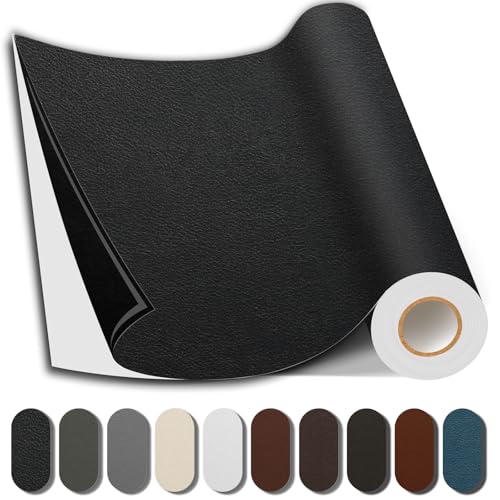 Shagoom Leather Repair Patch, 17X79 Inch Repair Patch Self Adhesive Waterproof, DIY Large Vinyl Patches for Couches, Furniture, Kitchen Cabinets, Wall （Black, 17X79 Inch） - Image 1