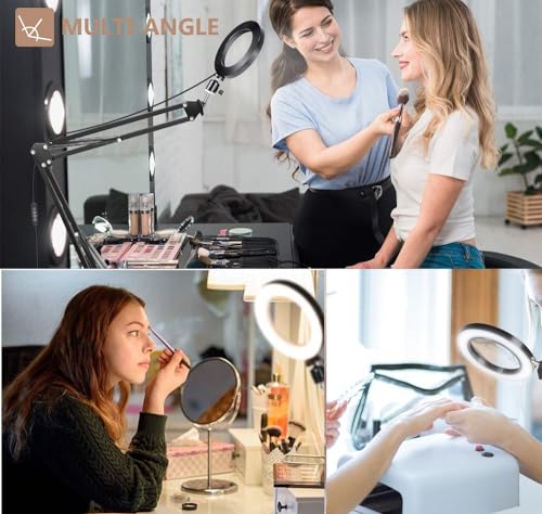 AceTaken Phone Ring Light, 8'' Ring Light with 2 Suspension Arm Stand Compatible with iPhone 15 14 13 12 11 XR X XS Cell Phone for Baking,Craft,Calligraphy,Drawing,Online Lesson,Video Recording - Image 5